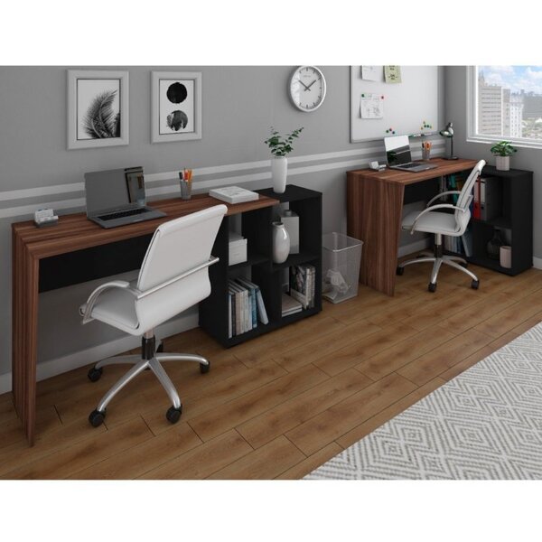 Conjunto 2 Escrivaninha Em L Ou Reta Urban 4 Nichos 110cm Ipê