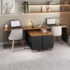 Conjunto 2 Escrivaninhas Gold Freijó/preto