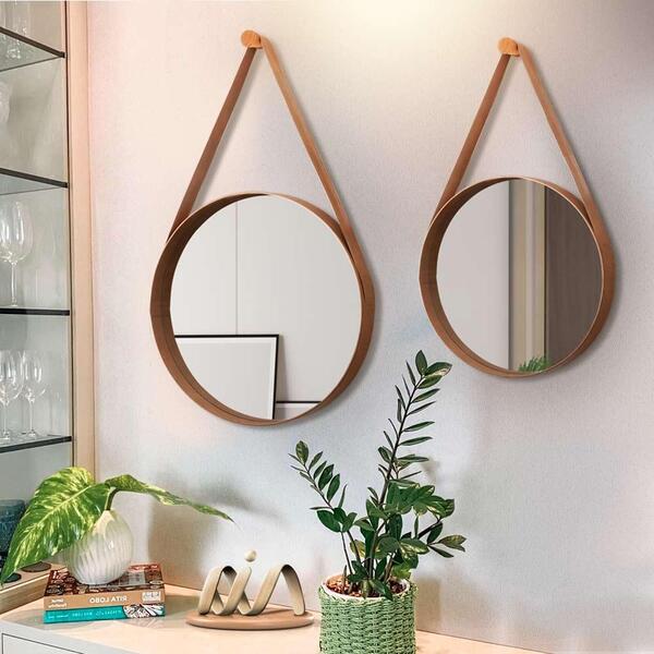 Conjunto 2 Espelhos Redondos Com Alça 60cm E 50cm Luxo Jb Bechara ...