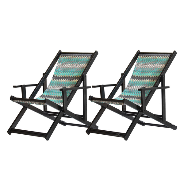 Conjunto 2 Espreguiçadeiras Preguiçosa Dobrável Envernizada B