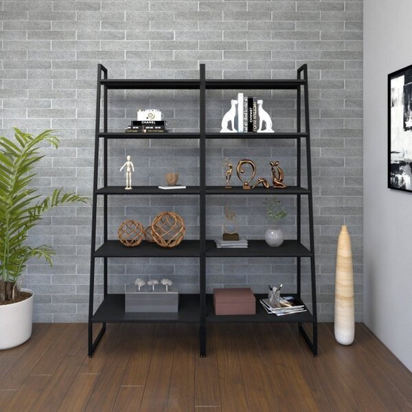 Conjunto 2 Estantes Altas 5 Prateleiras Estilo Industrial Con