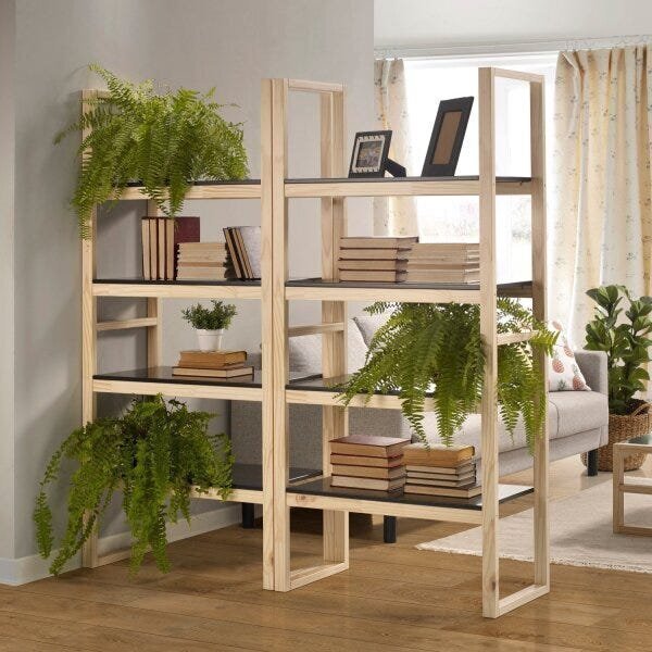 Conjunto 2 Estantes Livreiro Alta Madeira Maciça Guará Cabeca