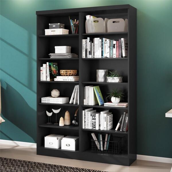 Conjunto 2 Estantes Livreiro Birmingham Preto Fosco