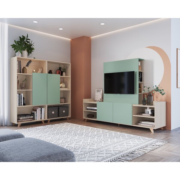 Conjunto 2 Estantes Multiuso 2 Portas E Nichos  Nature/verde