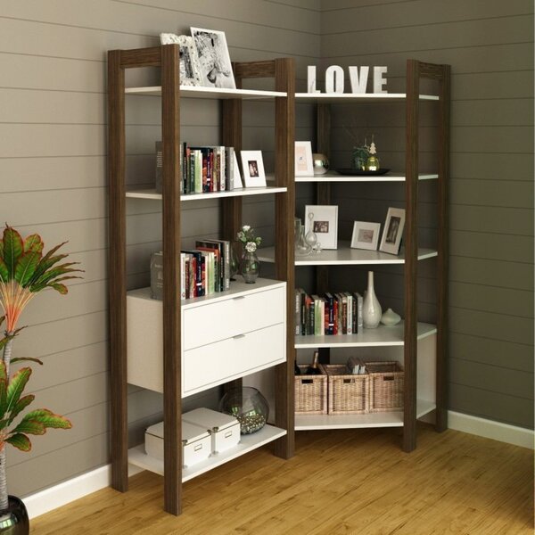 Conjunto 2 Estantes Para Livros Biblioteca De Canto E Linear