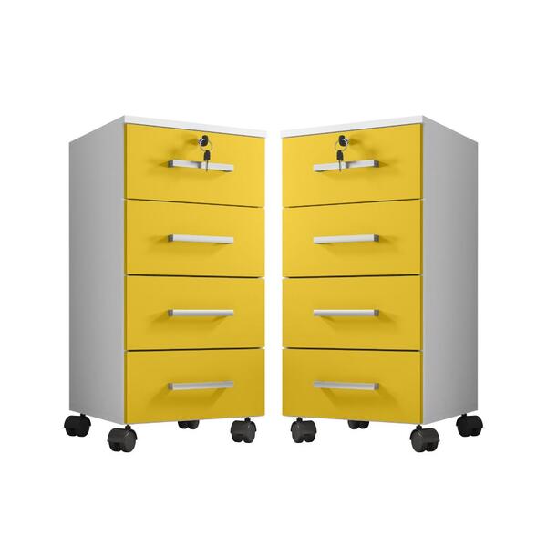 Conjunto 2 Gaveteiros Simba Branco Amarelo Flex