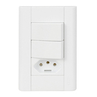 Conjunto 2 Interruptores Simples 16A/250V e Tomada 10A/250V Branco Modulare  Fame