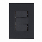Conjunto 2 Interruptores Simples 4x2 com Suporte Preto Fosco Madrid Lexman