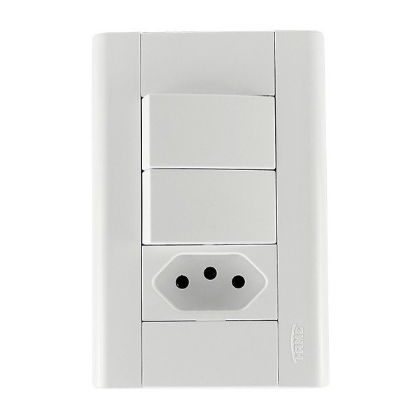 Conjunto 2 Interruptores Simples + 1 Tomada 10a - Fame Modula