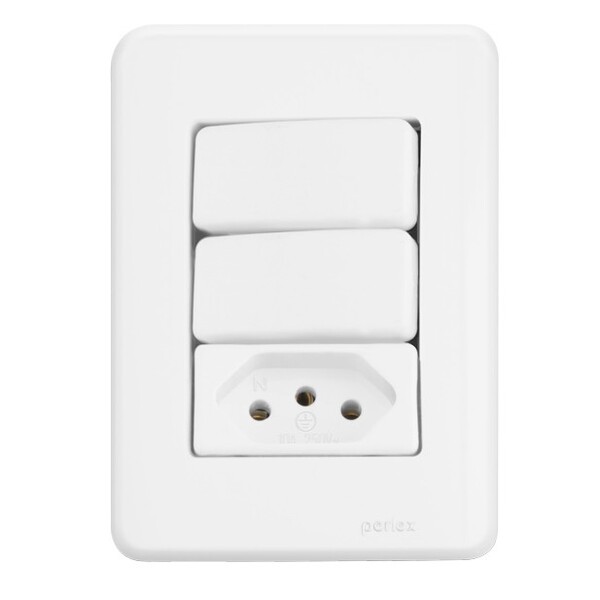 Conjunto 2 Interruptores Simples + 1 Tomada 10a - Perlex Nova