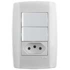 Conjunto 2 Interruptores Simples + 1 Tomada 20a - Ilumi Slim