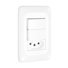 Conjunto 2 Interruptores Simples + Tomada Branco Pial Pop Legrand