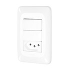 Conjunto 2 Interruptores Simples + Tomada Branco Pial Pop Legrand