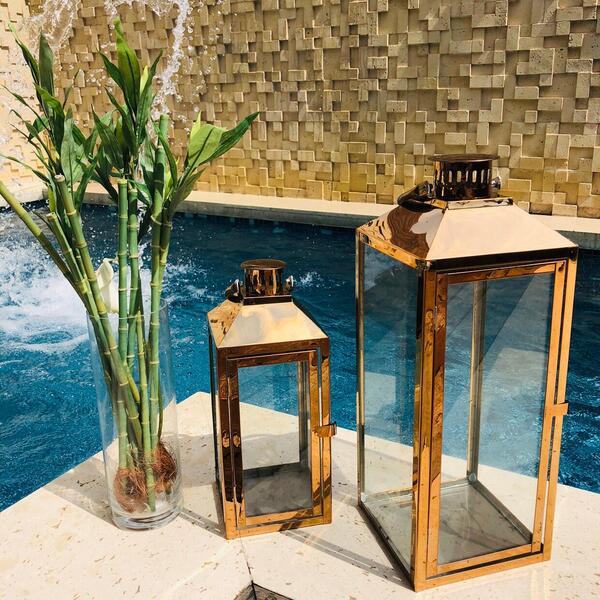 Conjunto 2 Lanternas Marroquina Decorativa Metal Cobre