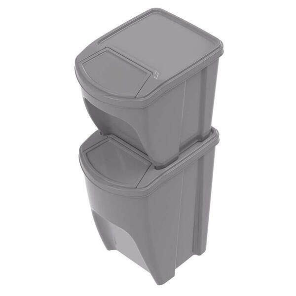 Conjunto 2 Lixeiras Empilháveis 20 L E 34 L Cinza Plasútil