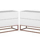 Conjunto 2 Mesa De Cabeceira Eros Industrial 60cm Branco / Co