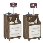 Conjunto 2 Mesa De Cabeceira Ipiguá Castanho Off White