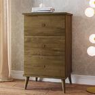 Conjunto 2 Mesa De Cabeceira Ravi 3 Gavetas Pés De Madeira