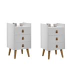 Conjunto 2 Mesas Cabeceira Horse Branco Moderno Retro C/ Pés