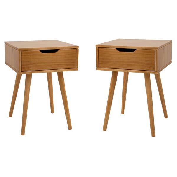 Conjunto 2 Mesas De Cabeceira 1 Gaveta Retrô  Nozes