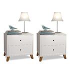 Conjunto 2 Mesas De Cabeceira 2 Gavetas Branco