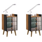 Conjunto 2 Mesas De Cabeceira 3 Gaveta Com Espelho Em Mdf