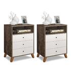 Conjunto 2 Mesas De Cabeceira 3 Gavetas E 1 Nicho Castani Com