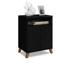 Conjunto 2 Mesas De Cabeceira 3 Gavetas E 1 Nicho Preto