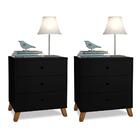 Conjunto 2 Mesas De Cabeceira 3 Gavetas Preto