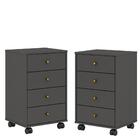 Conjunto 2 Mesas De Cabeceira 4 Gavetas Selte Amendola Grafito