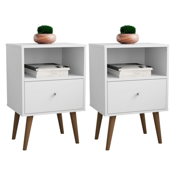 Conjunto 2 Mesas de Cabeceira Bruxelas Branco