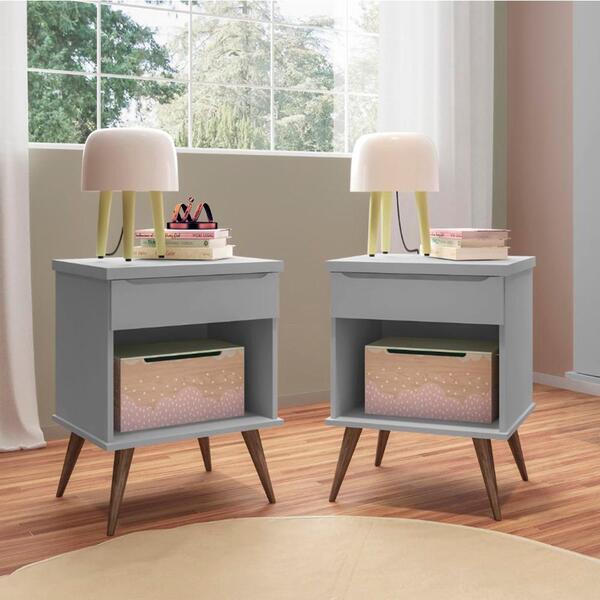 Conjunto 2 Mesas De Cabeceira Cinza Melinda Phoenix Baby