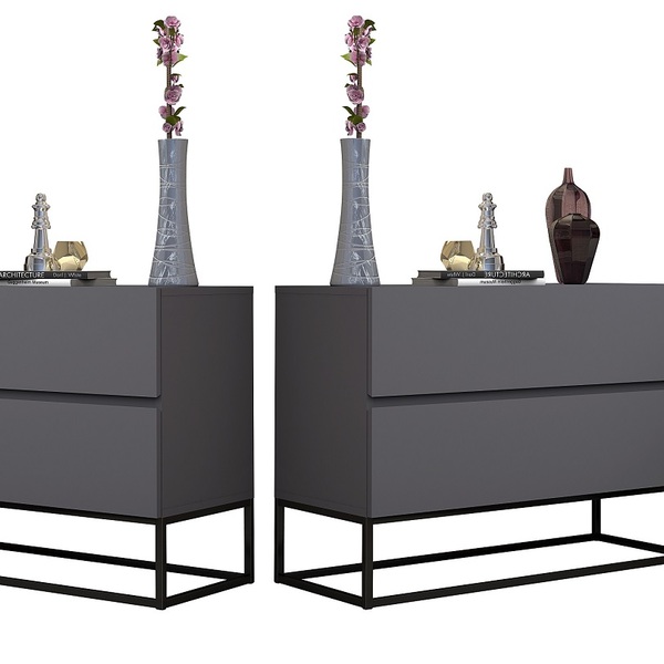 Conjunto 2 Mesas De Cabeceira Eros Moderno Com Pés De Ferro E