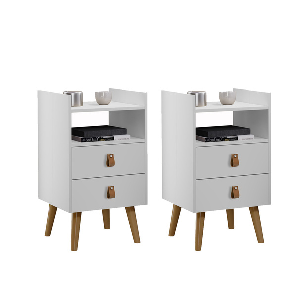 Conjunto 2 Mesas De Cabeceira Horse Branco 2 Gavetas 1 Nicho