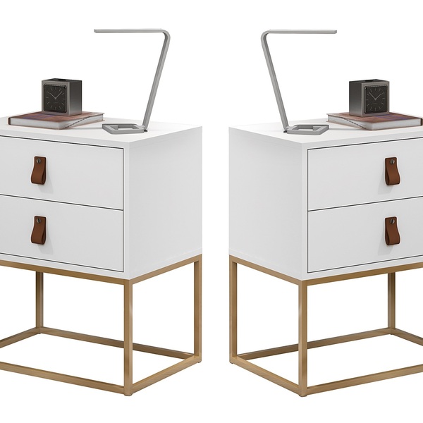 Conjunto 2 Mesas De Cabeceira Industrial Com Puxadores De Cou