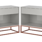 Conjunto 2 Mesas De Cabeceira Malta Offwhite Com Base De Ferr