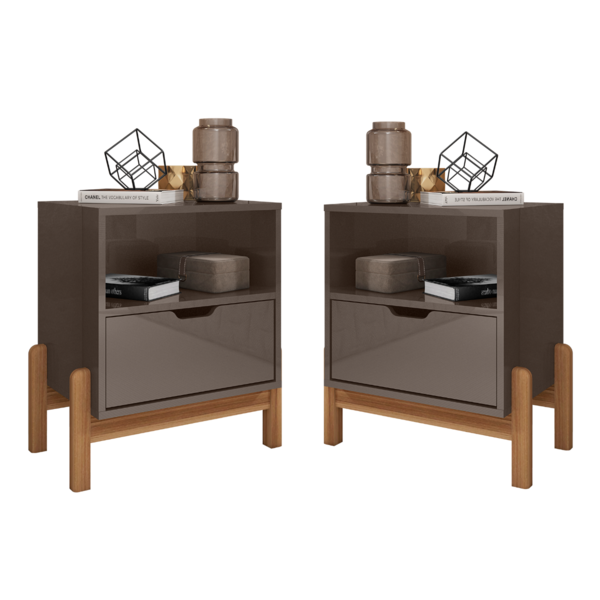 Conjunto 2 Mesas De Cabeceira Quarto para Cama Box Casal Mini