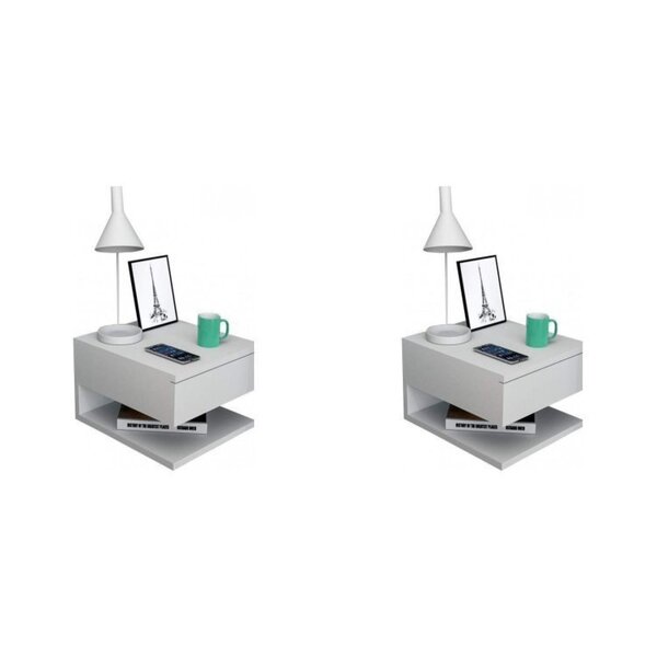 Conjunto 2 Mesas De Cabeceira Suspensas Appunto Branco