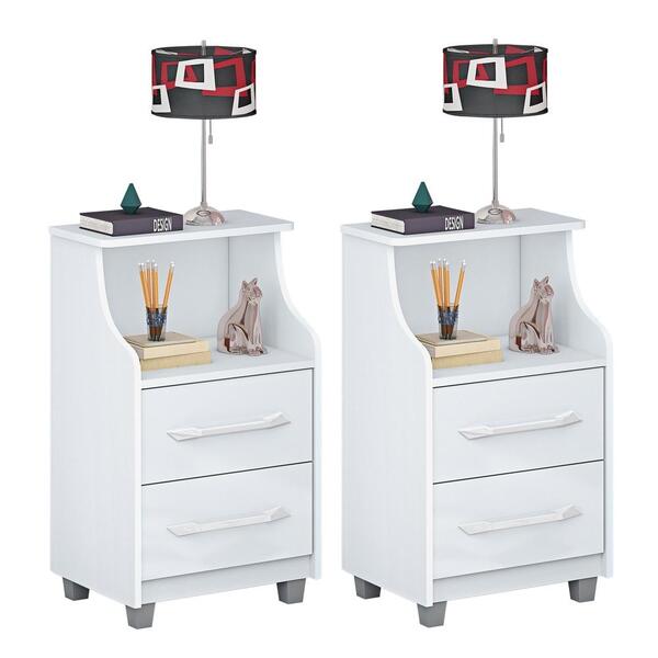 Conjunto 2 Mesas de Cabeceira Topázio Branco