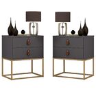 Conjunto 2 Mesas De Cabeceira Unic 45 Cinza 2 Gavetas Retrô