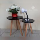 Conjunto 2 Mesas De Canto Laterais Sofá Sala Mdf Pés Madeira