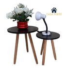 Conjunto 2 Mesas De Canto Laterais Sofá Sala Mdf Pés Madeira