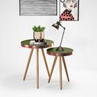 Conjunto 2 Mesas De Canto Vintage Verde