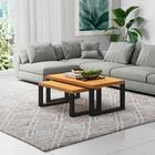 Conjunto 2 Mesas De Centro Estilo Industrial F40 Freijó/preto