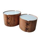 Conjunto 2 Mesas De Centro Isis Redonda Off White 60 E 50 Cm