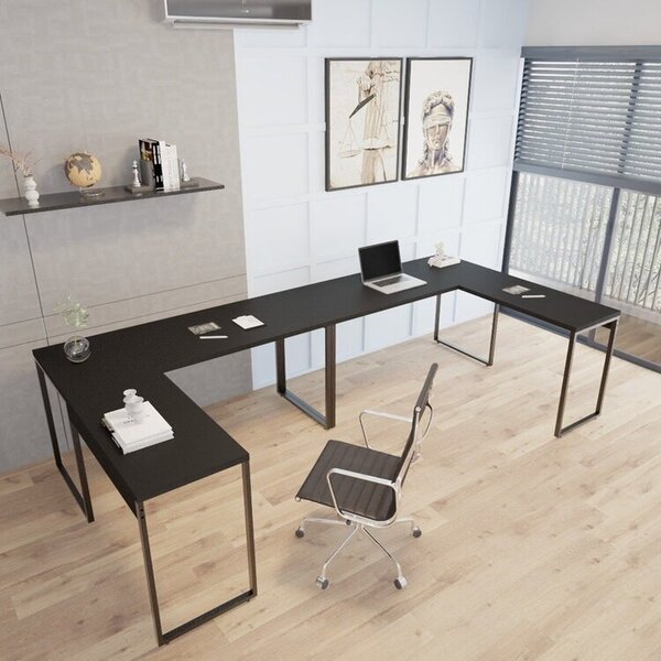 Conjunto 2 Mesas De Escritório Em L Estilo 1,50mx1, Kuadra 15