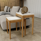 Conjunto 2 Mesas Laterais Em Madeira Maciça Milão Off White/f