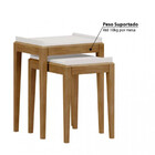 Conjunto 2 Mesas Laterais Em Madeira Maciça Milão Off White/f