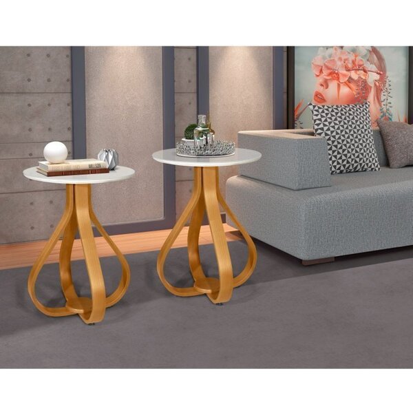 Conjunto 2 Mesas Laterais Inovare Nature/branco