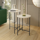 Conjunto 2 Mesas Lateral Redonda Para Sala E Quarto Lírio - O